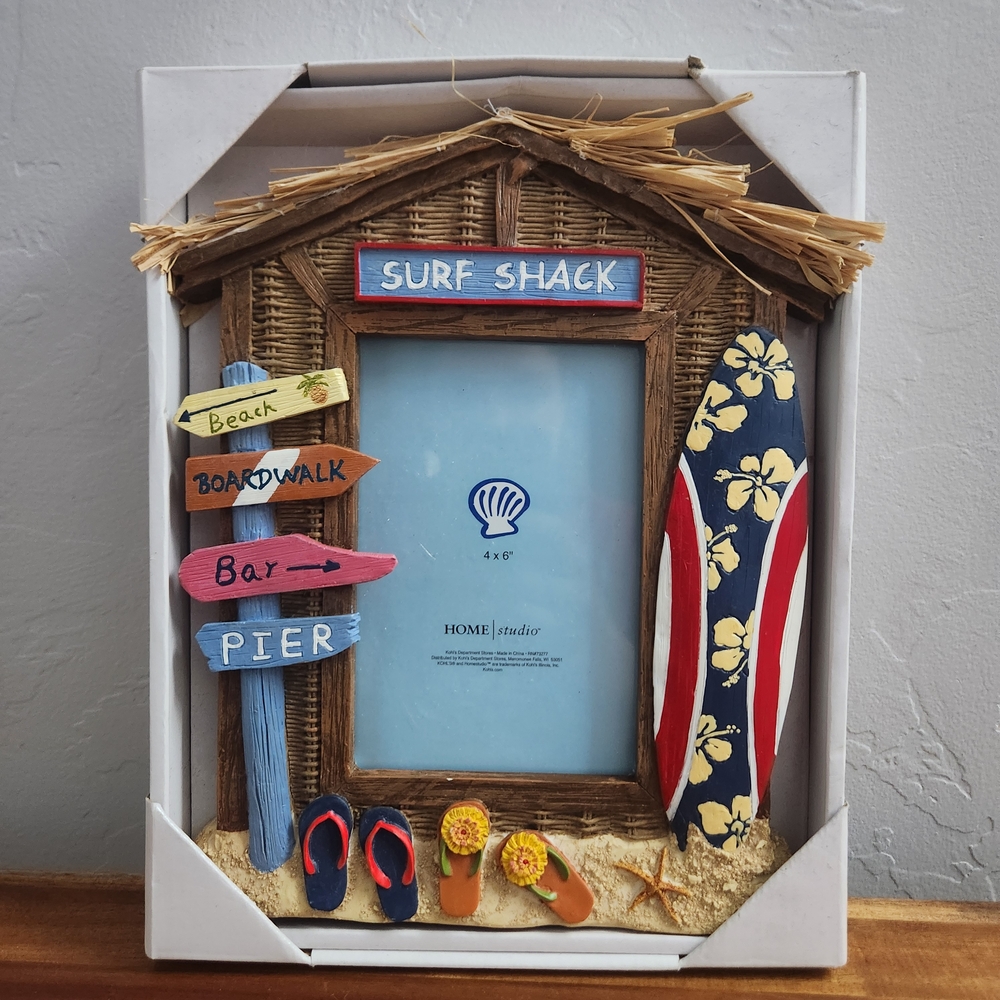 Home Studios by Kohl's Surf Shack Surf Board Flip Flop Aloha Beach Picture Frame